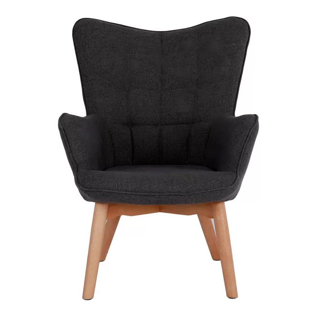 Wohnzimmer Sessel in Dunkelgrau Webstoff Skandi Design günstig online kaufen