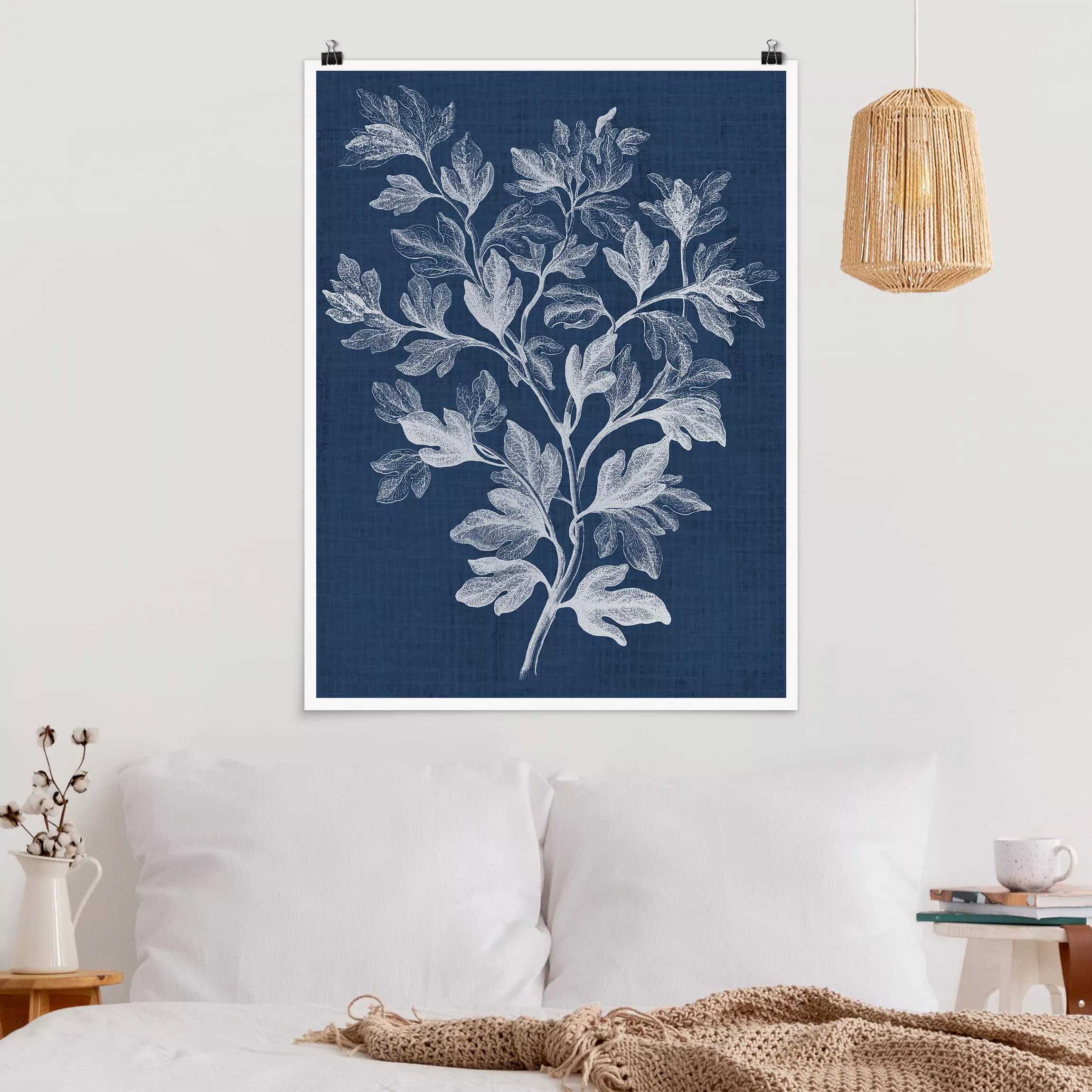Poster Blumen - Hochformat Denim Pflanzenstudie I günstig online kaufen