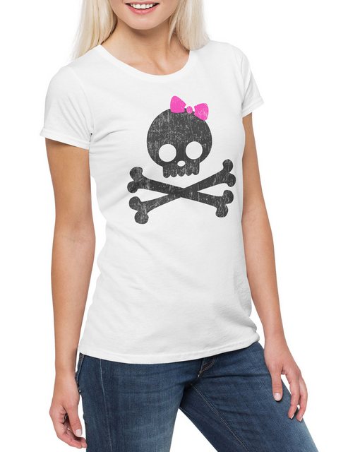 Urban Backwoods Print-Shirt Girlie Skull & Bones Damen T-Shirt Schädel Tote günstig online kaufen