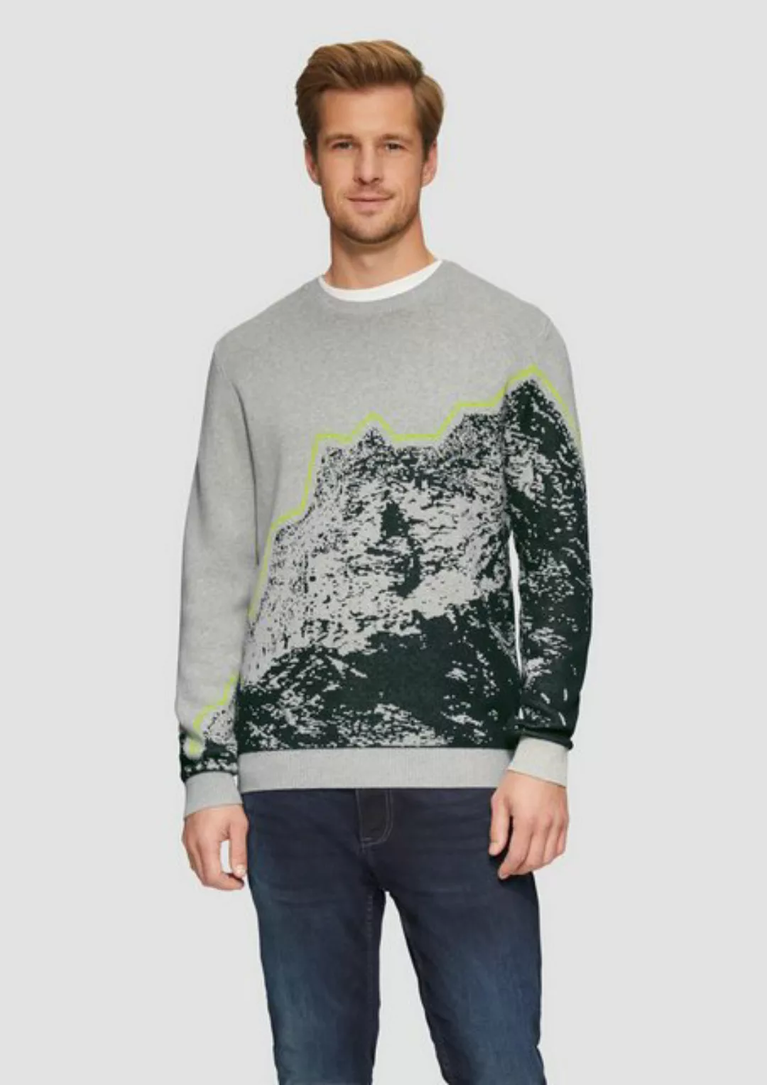 s.Oliver Strickpullover Strickpullover mit Jacquard-Artwork Rippblende günstig online kaufen