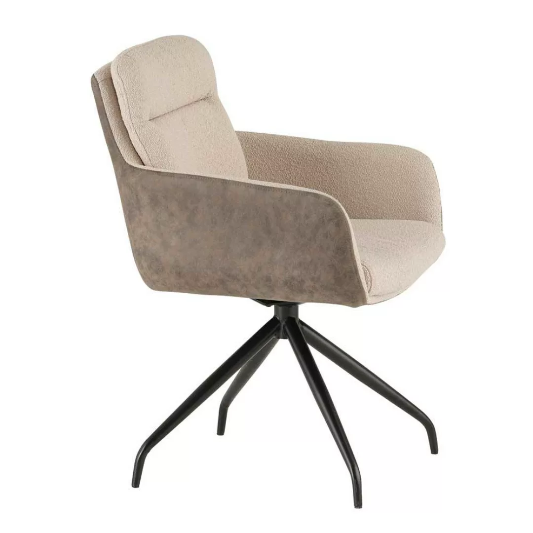 2 Stühle mit Armlehnen modern aus Microfaser Boucle Stoff (2er Set) günstig online kaufen
