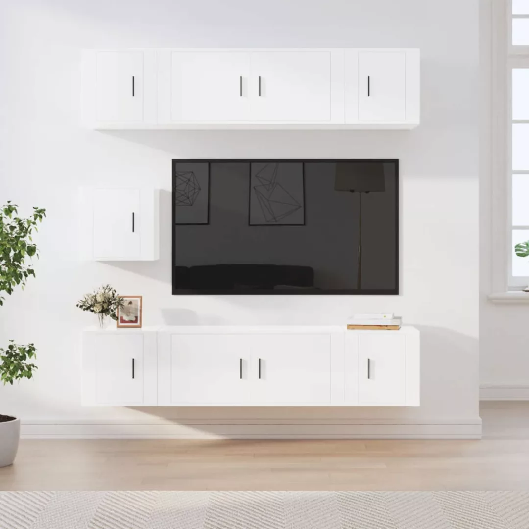 Vidaxl 7-tlg. Tv-schrank-set Hochglanz-weiß Holzwerkstoff günstig online kaufen