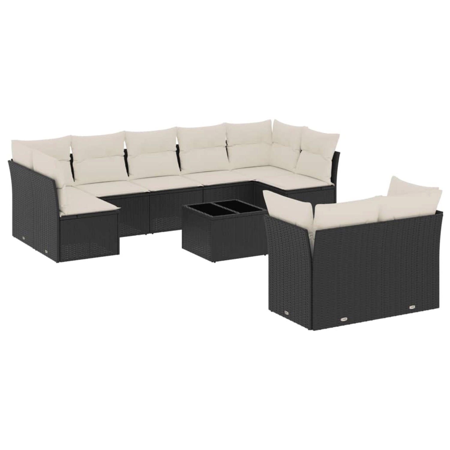 vidaXL 10-Tlg Garten-Sofagarnitur mit Kissen Schwarz Poly Rattan 3218156 günstig online kaufen