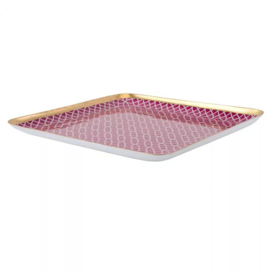 Saigon Tablett quadratisch, pink/weiß günstig online kaufen