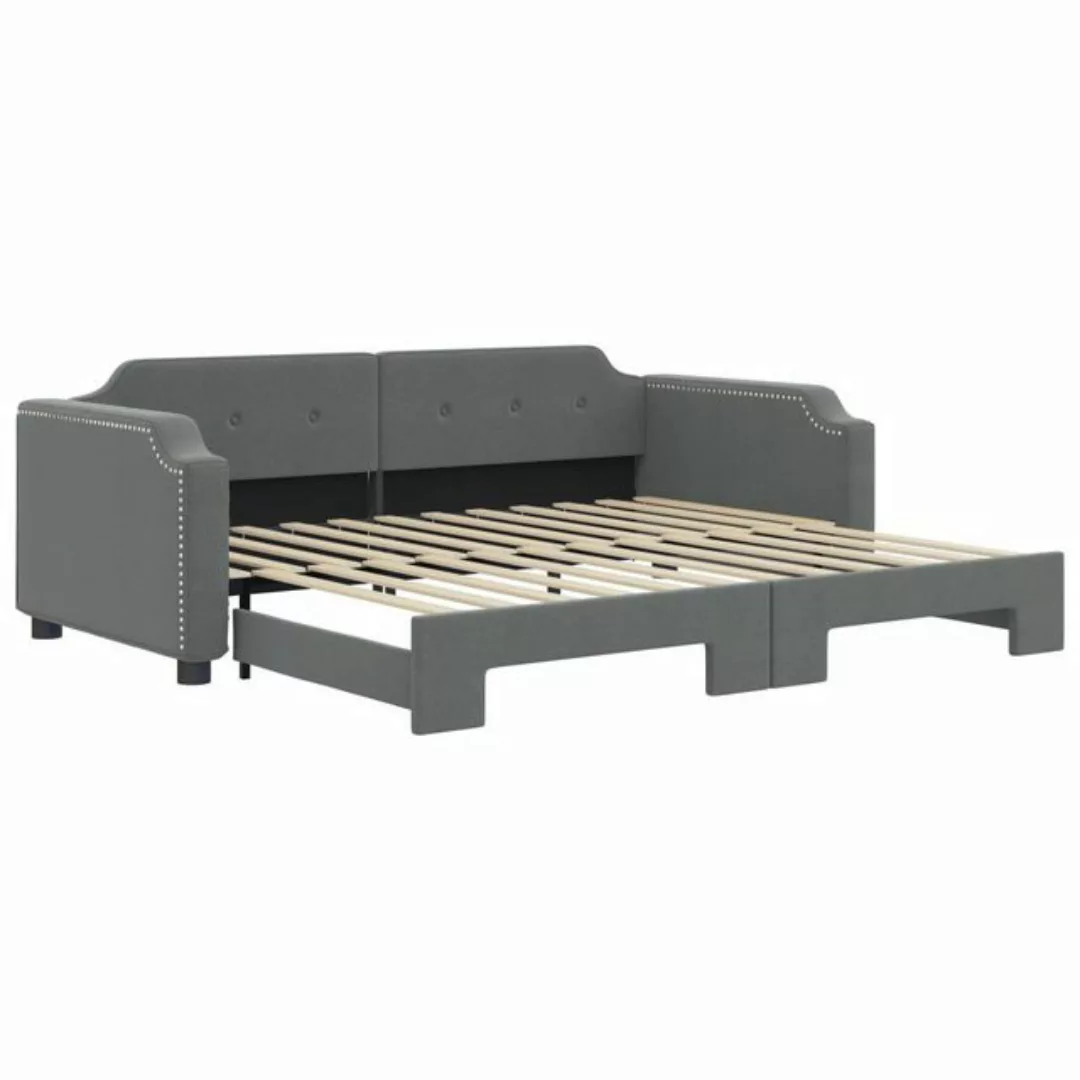 furnicato Bett Tagesbett Ausziehbar Dunkelgrau 90x200 cm Stoff (1-tlg) günstig online kaufen