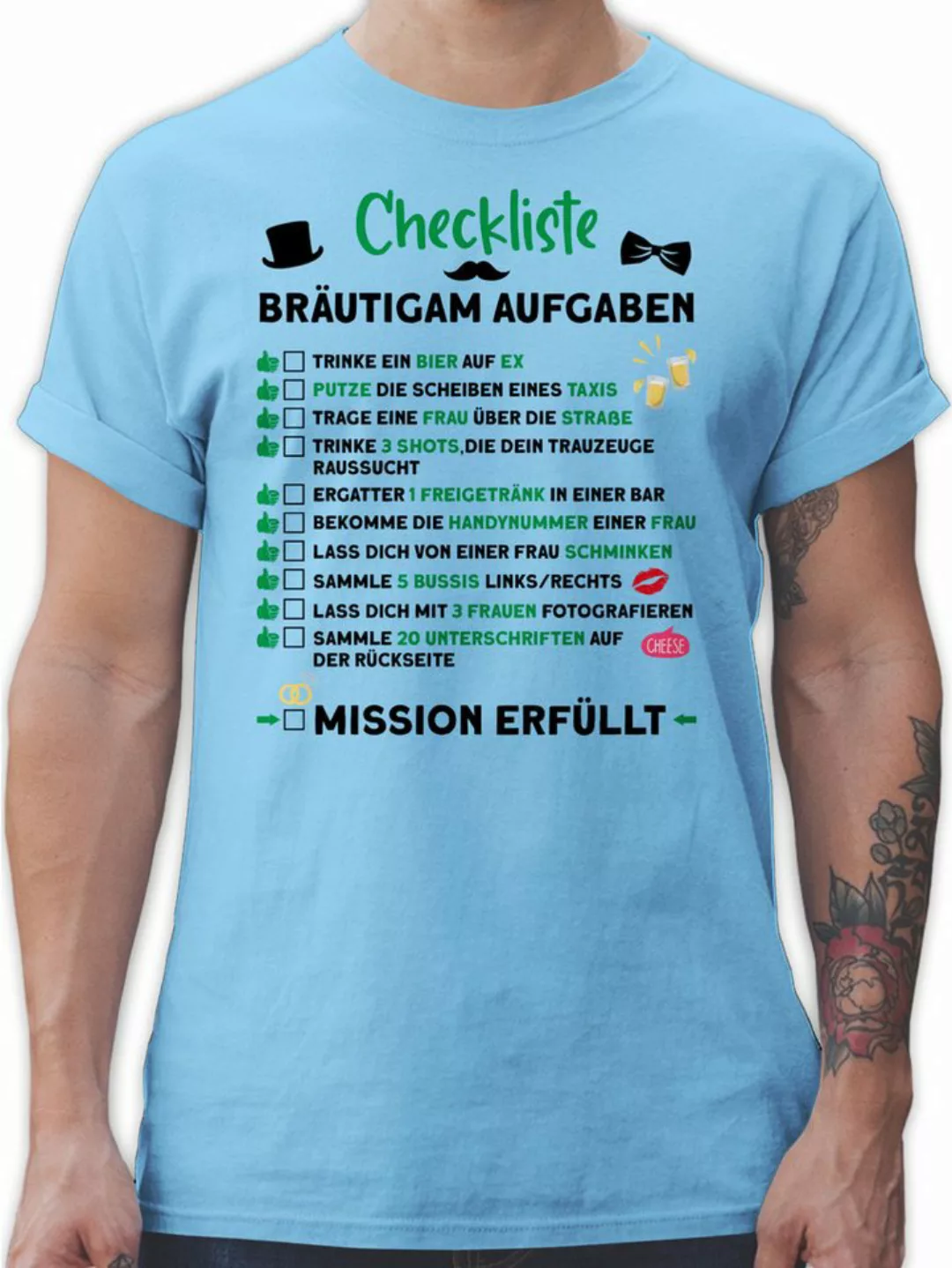 Shirtracer T-Shirt Checkliste Bräutigam Aufgaben JGA JGA Männer günstig online kaufen