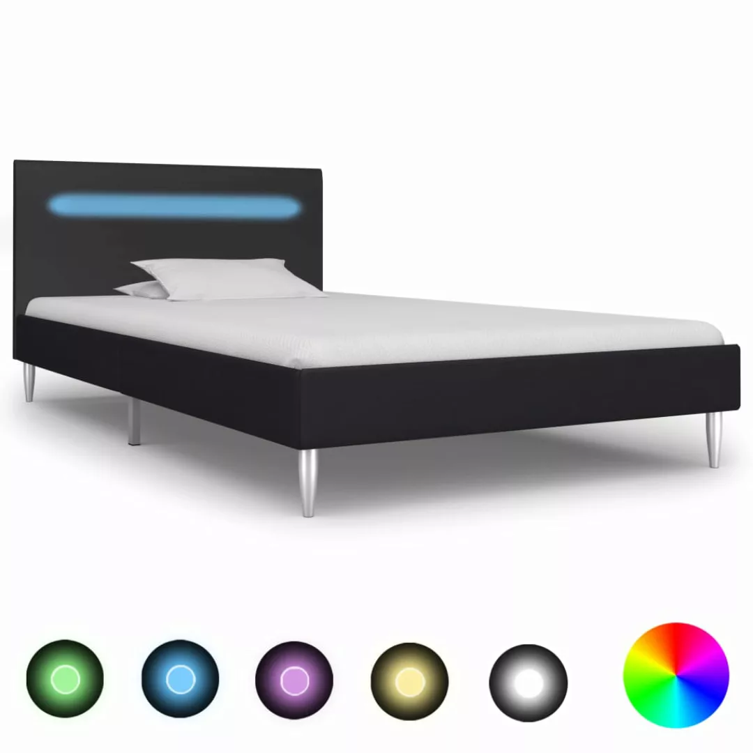 Bettgestell Mit Led Schwarz Stoff 90 X 200 Cm günstig online kaufen