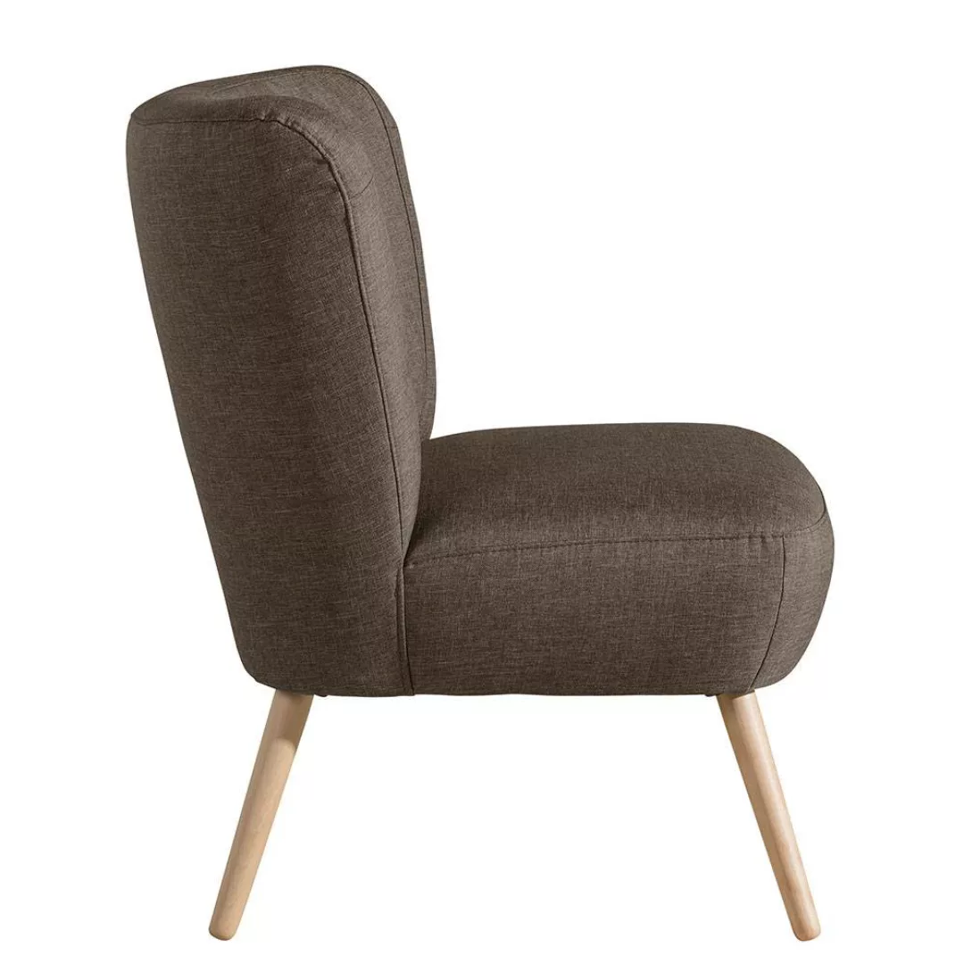 Lounge Sessel Retro in Beigegrau Vierfußgestell aus Holz günstig online kaufen