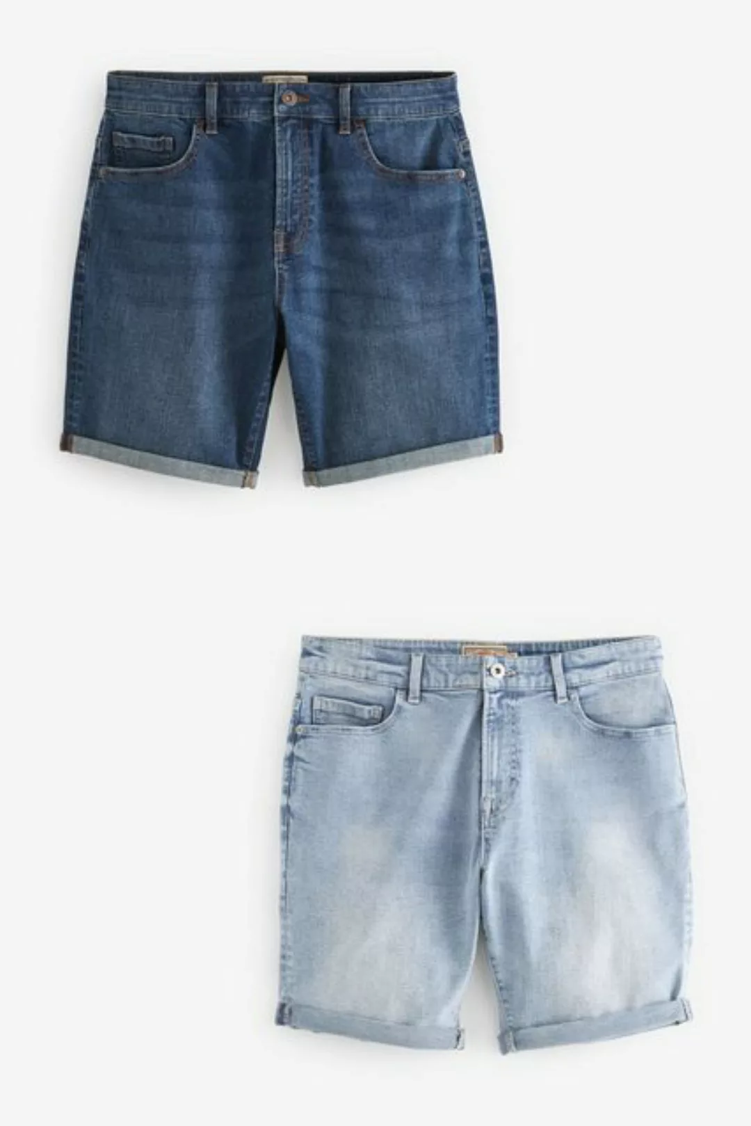 Next Jeansshorts Straight Fit Jeansshorts mit Stretch (2-tlg) günstig online kaufen