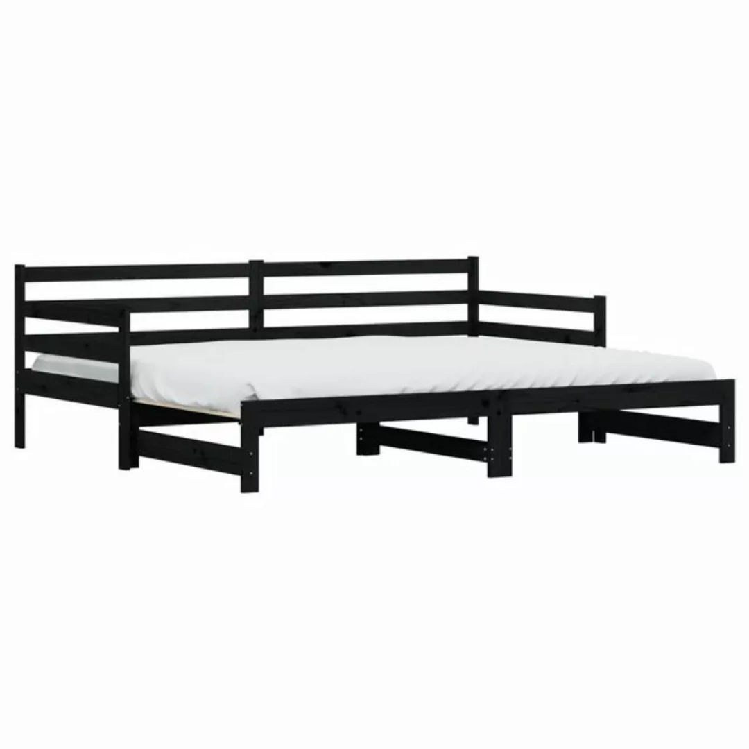 vidaXL Gästebett Gästebett Tagesbett Ausziehbar Schwarz 80x200 cm Massivhol günstig online kaufen