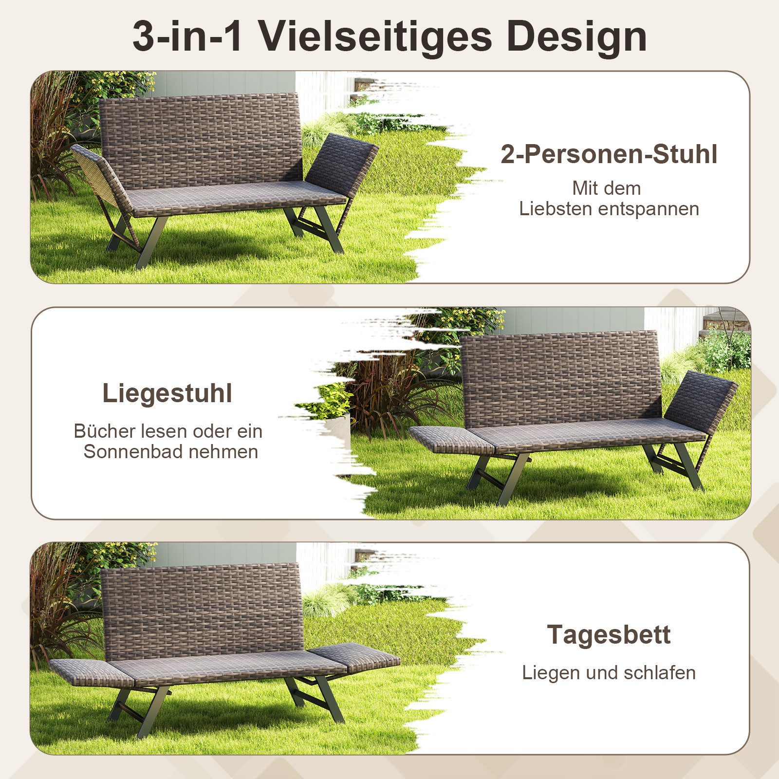 COSTWAY Gartenbank 4 in 1 mit günstig online kaufen