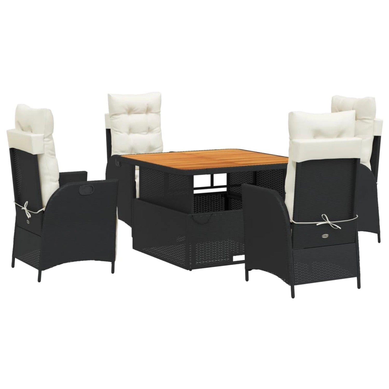 vidaXL 5-Tlg Garten-Essgruppe mit Kissen Schwarz Poly Rattan 3277438 günstig online kaufen