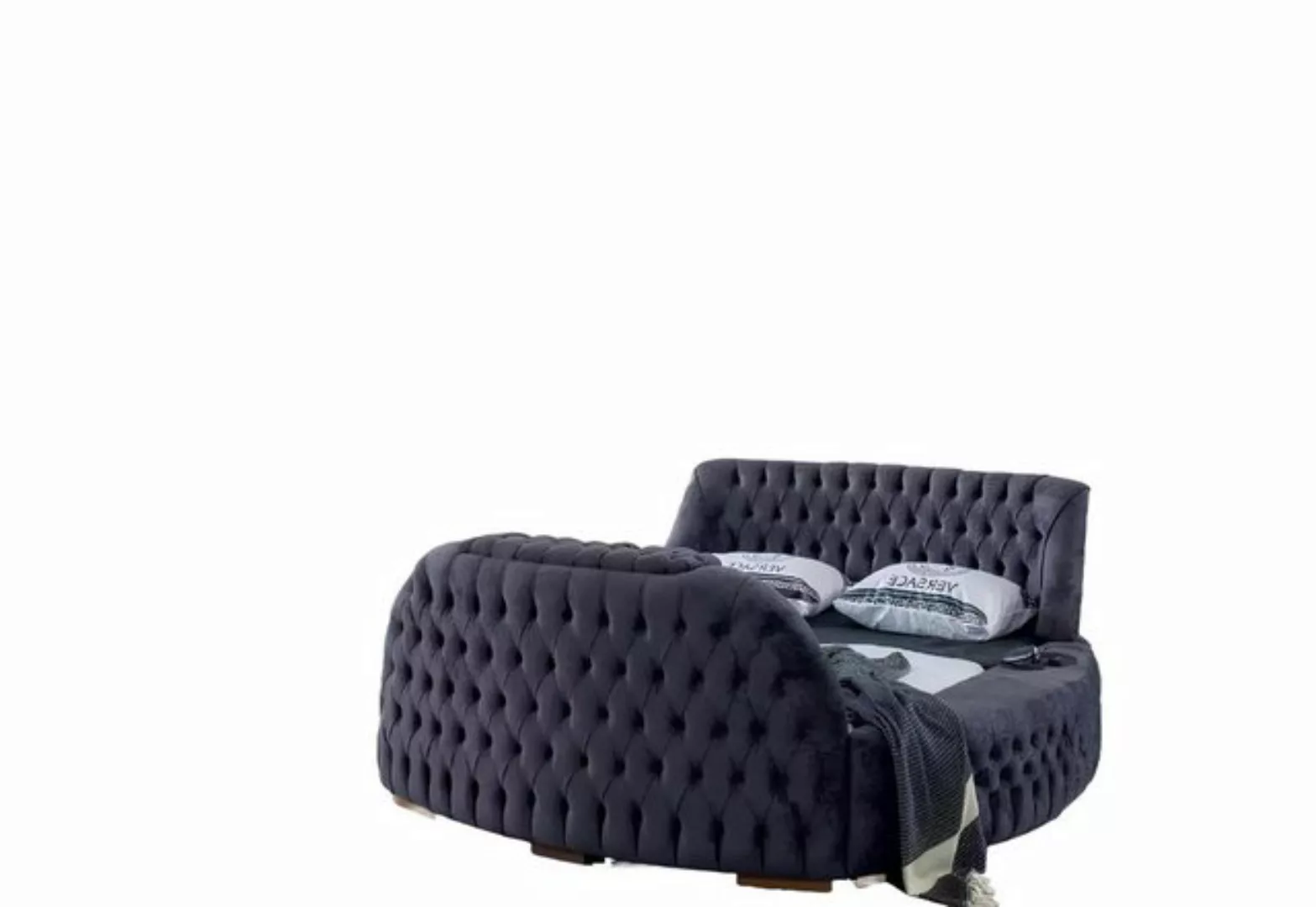 Xlmoebel Bett Luxuriöses Doppelbett Chesterfield mit TV-Lift in rundem Desi günstig online kaufen