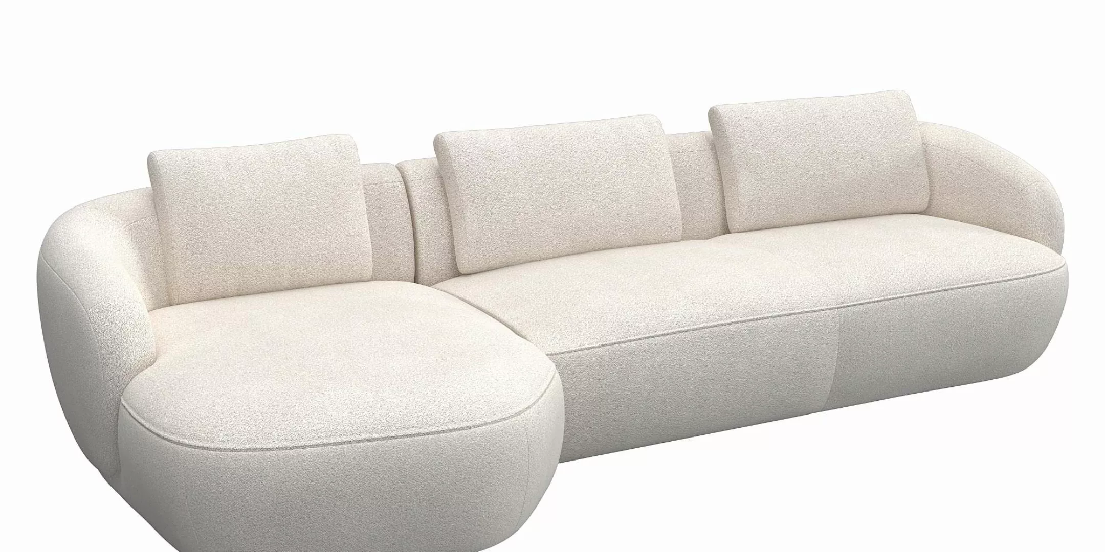 FLEXLUX Wohnlandschaft »Torino, rund, L-Form, Sofa-Ecke mit Recamiere, Long günstig online kaufen