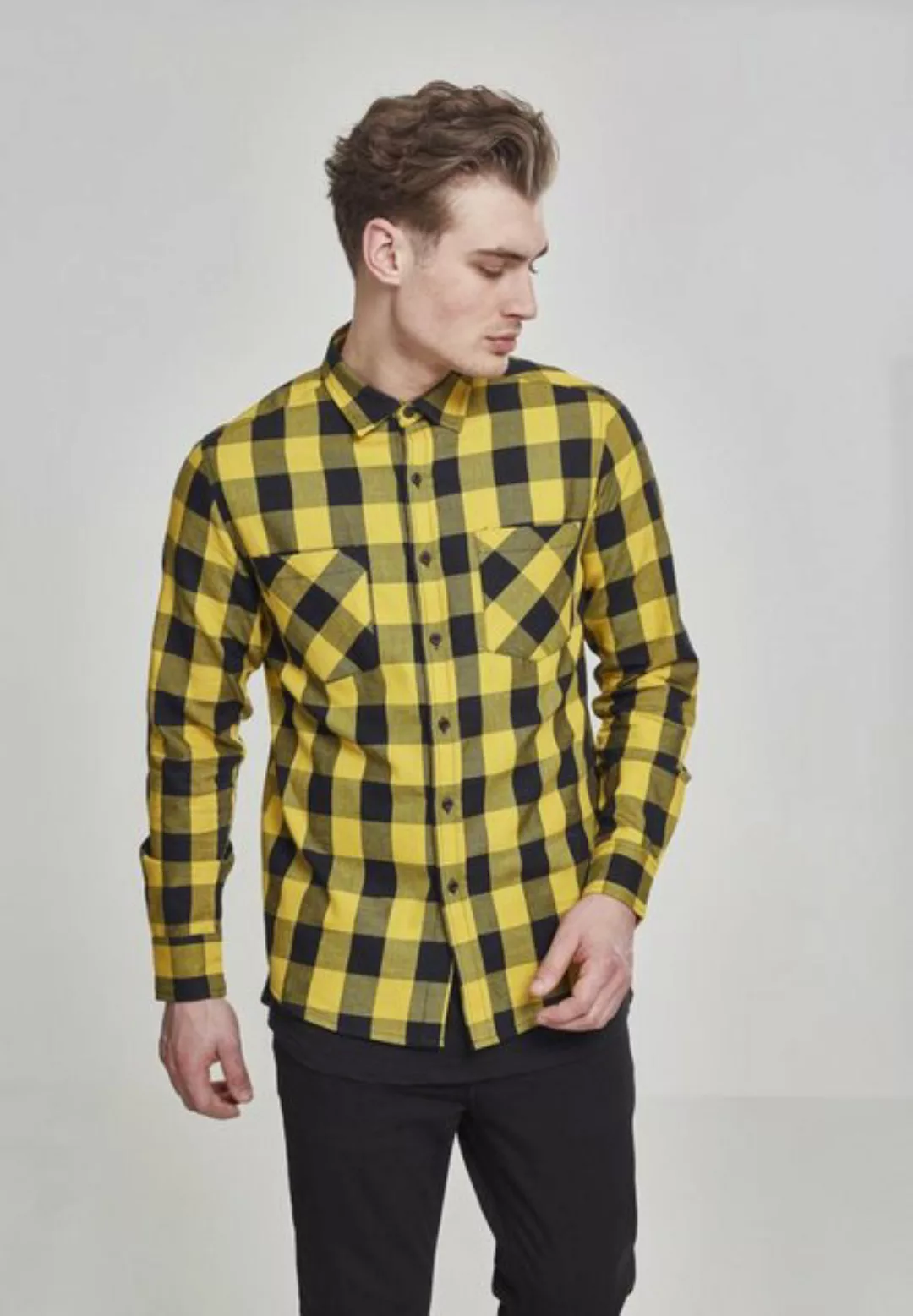 URBAN CLASSICS Flanellhemd TB297 - Checked Flanell Shirt blk/honey L günstig online kaufen