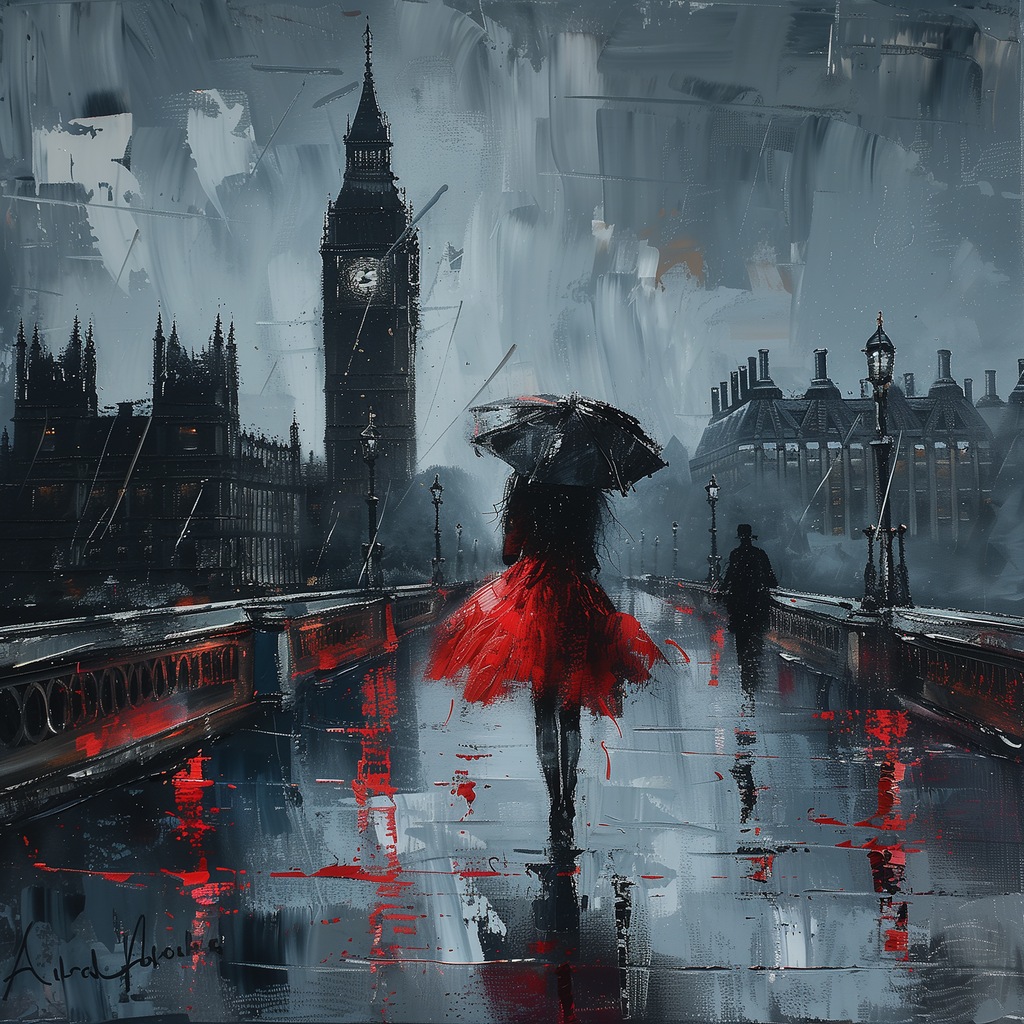 queence Leinwandbild »London bei Regen«, Architektonische Elemente-Bilder v günstig online kaufen