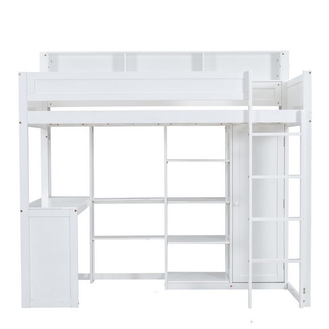 Gotagee Etagenbett Kinderbett 90x200 cm Kleiderschrank Stauraum Kiefer Weiß günstig online kaufen