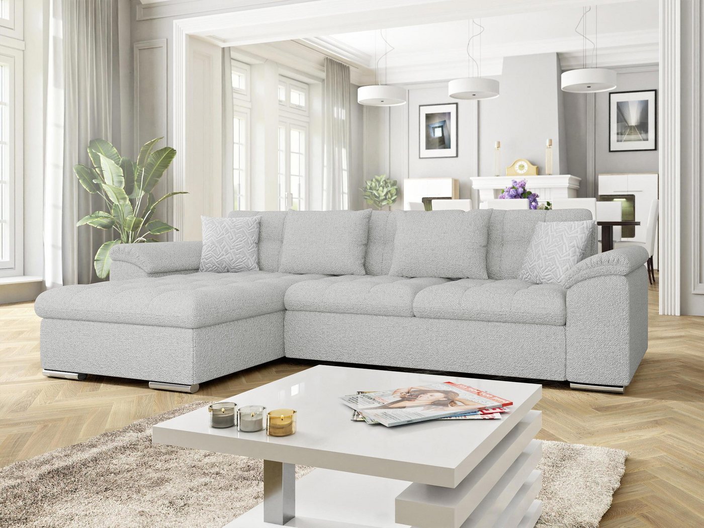 MIRJAN24 Ecksofa Diana Premium, mit Bettkasten und Schlaffunktion, Kissen-S günstig online kaufen