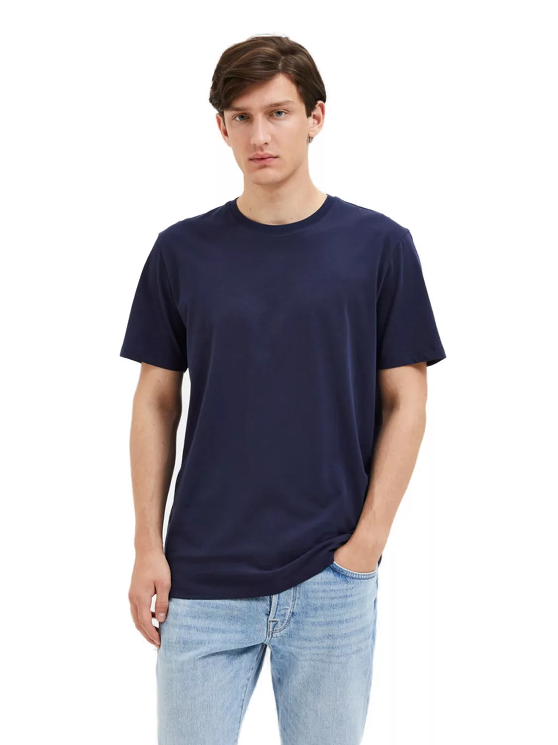 Selected Homme Herren Rundhals T-Shirt SLHASPEN MINI STRIPE - Regular Fit günstig online kaufen