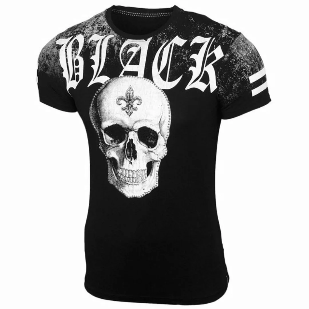Baxboy T-Shirt Baxboy Herren Rundhals Strass Steinen T-Shirt mit Motiv Desi günstig online kaufen
