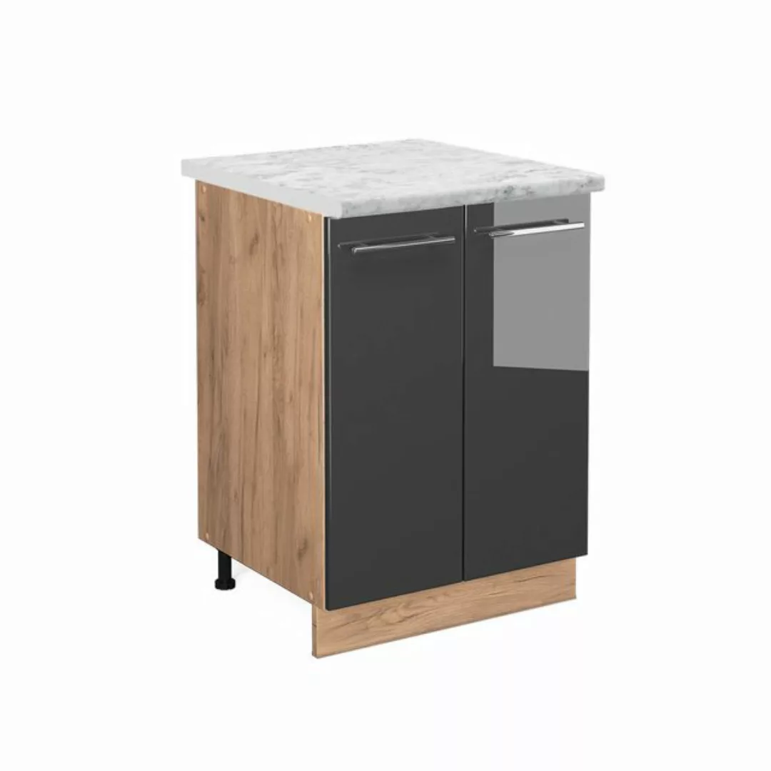 Vicco Unterschrank Fame-Line, Anthrazit Hochglanz/Goldkraft Eiche, 60 cm, A günstig online kaufen