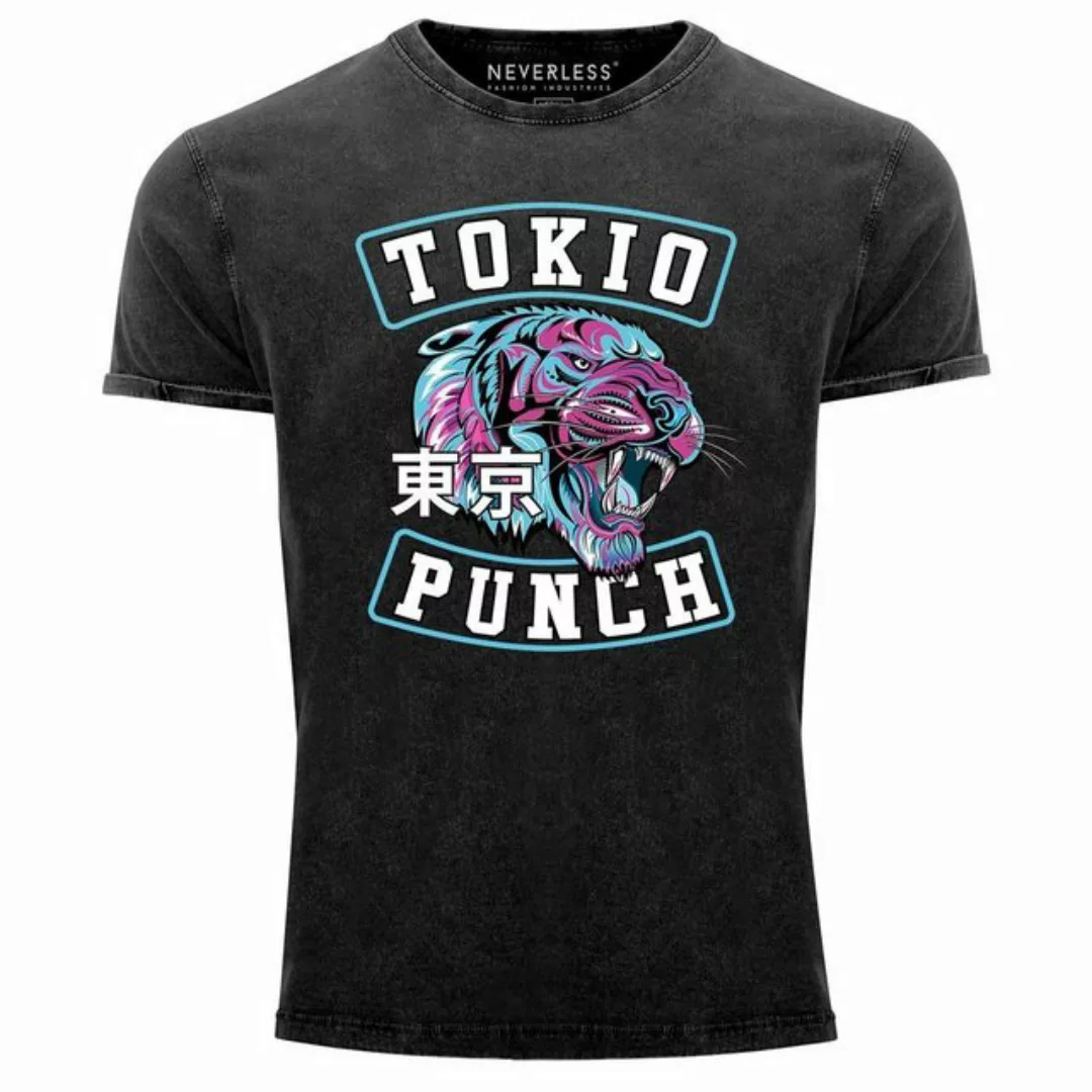 Print-Shirt Neverless® Herren T-Shirt Vintage Shirt Printshirt Tokio Punch günstig online kaufen