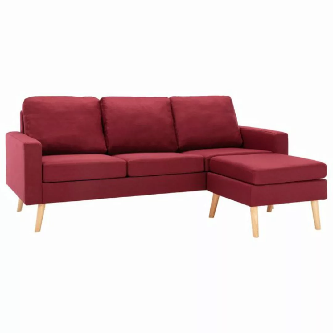 vidaXL Sofa 3-Sitzer-Sofa mit Hocker Weinrot Stoff Couch günstig online kaufen