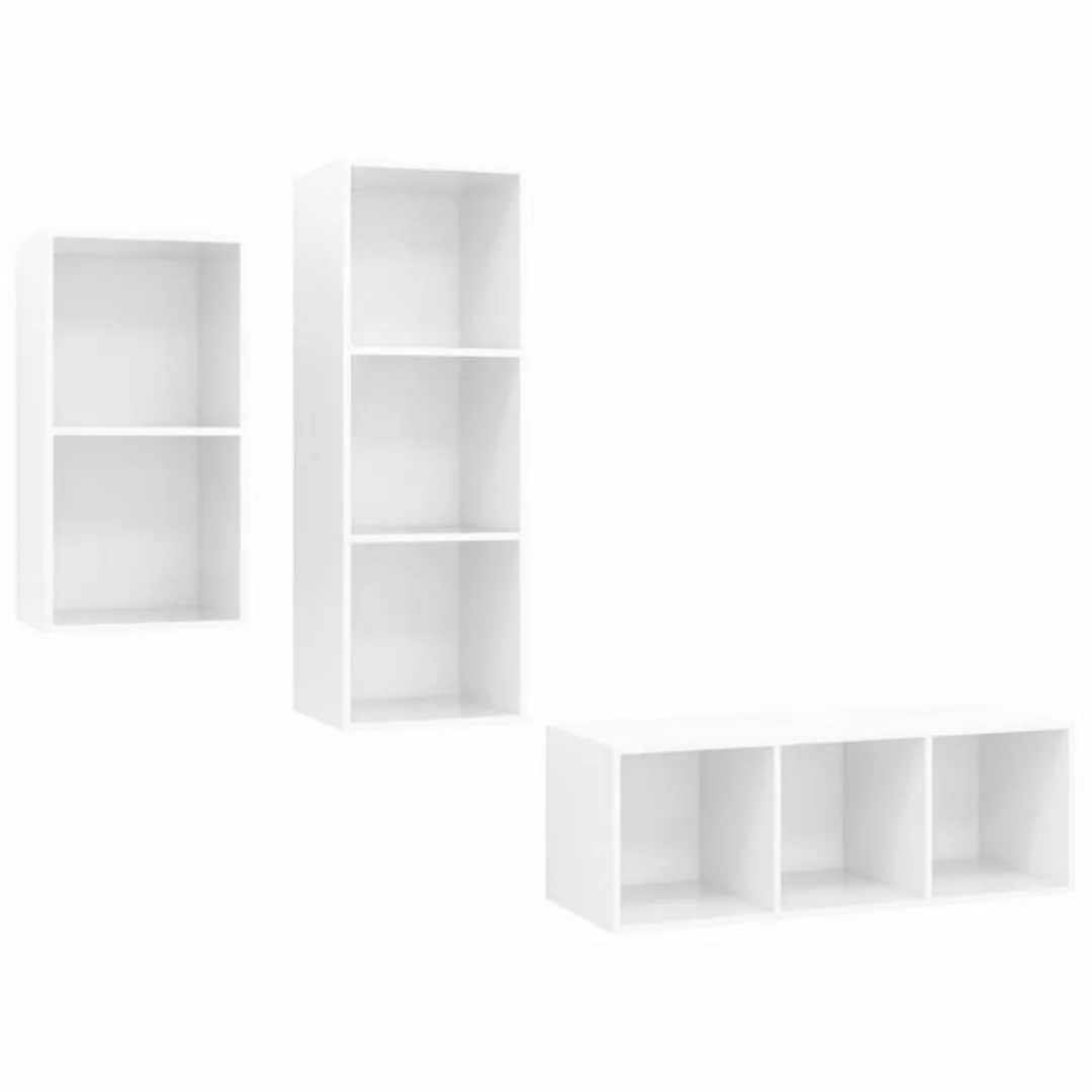 3-tlg. Tv-schrank-set Hochglanz-weiß Spanplatte günstig online kaufen