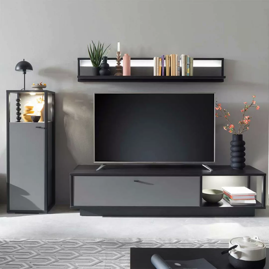 Wohnzimmeranbauwand mit TV Platz 50 cm tief (dreiteilig) günstig online kaufen