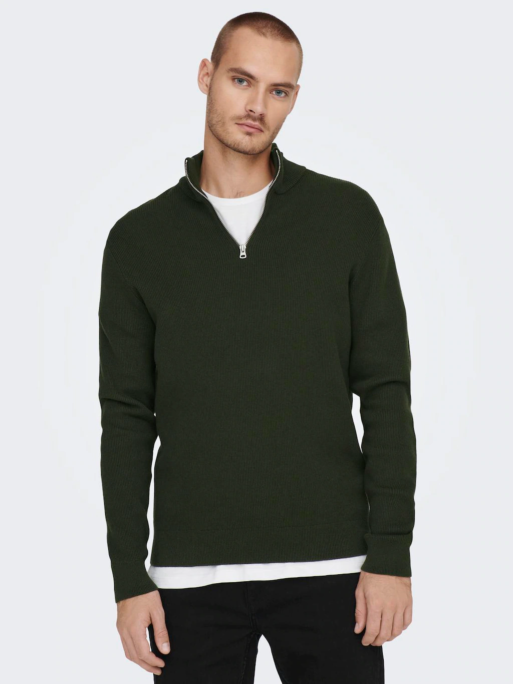 ONLY & SONS Strickpullover "ONSPHIL REG 12 STRUC HALF ZIP KNIT NOOS" günstig online kaufen