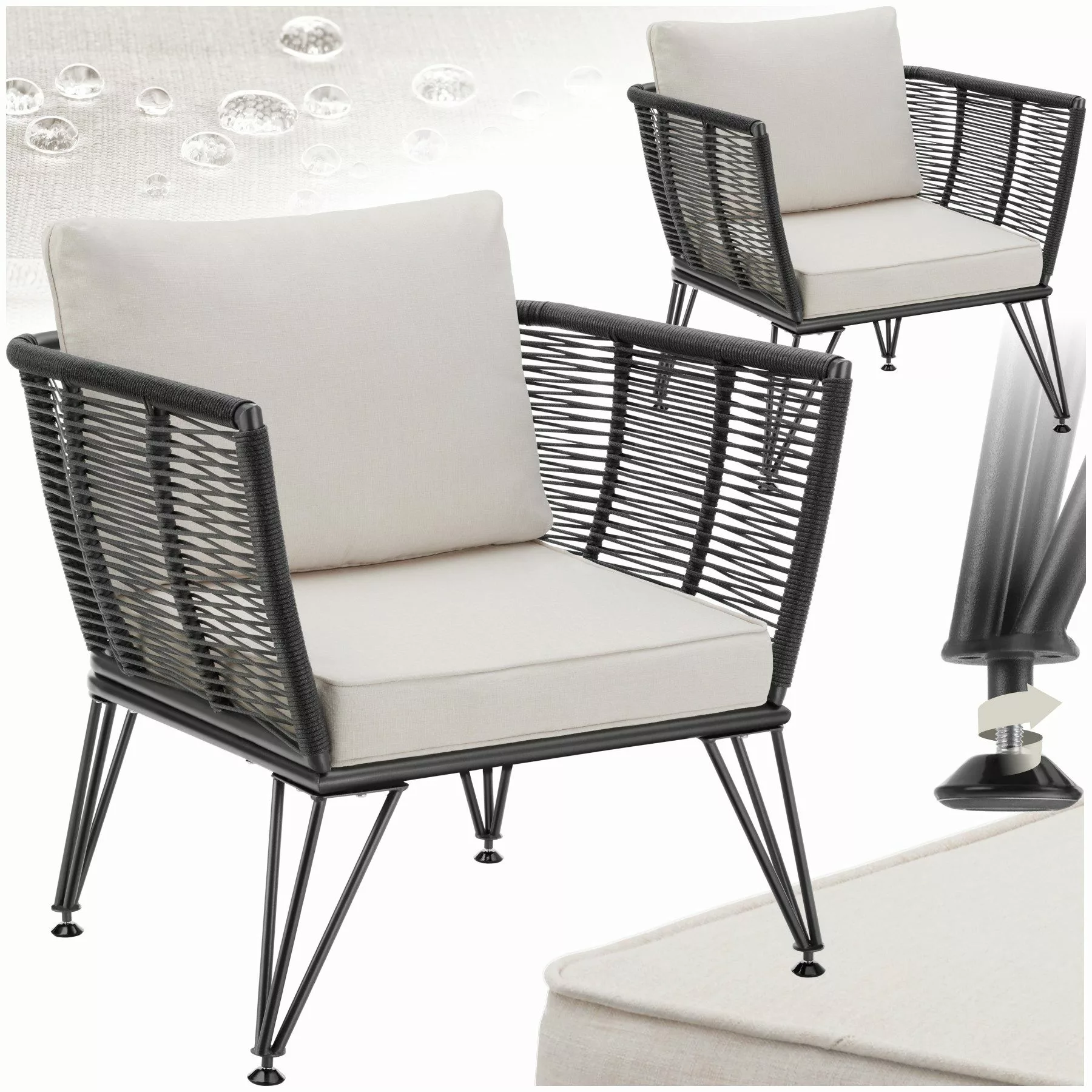 tectake Essgruppe Garten-Loungesessel, (Set., 2-tlg), Solide günstig online kaufen