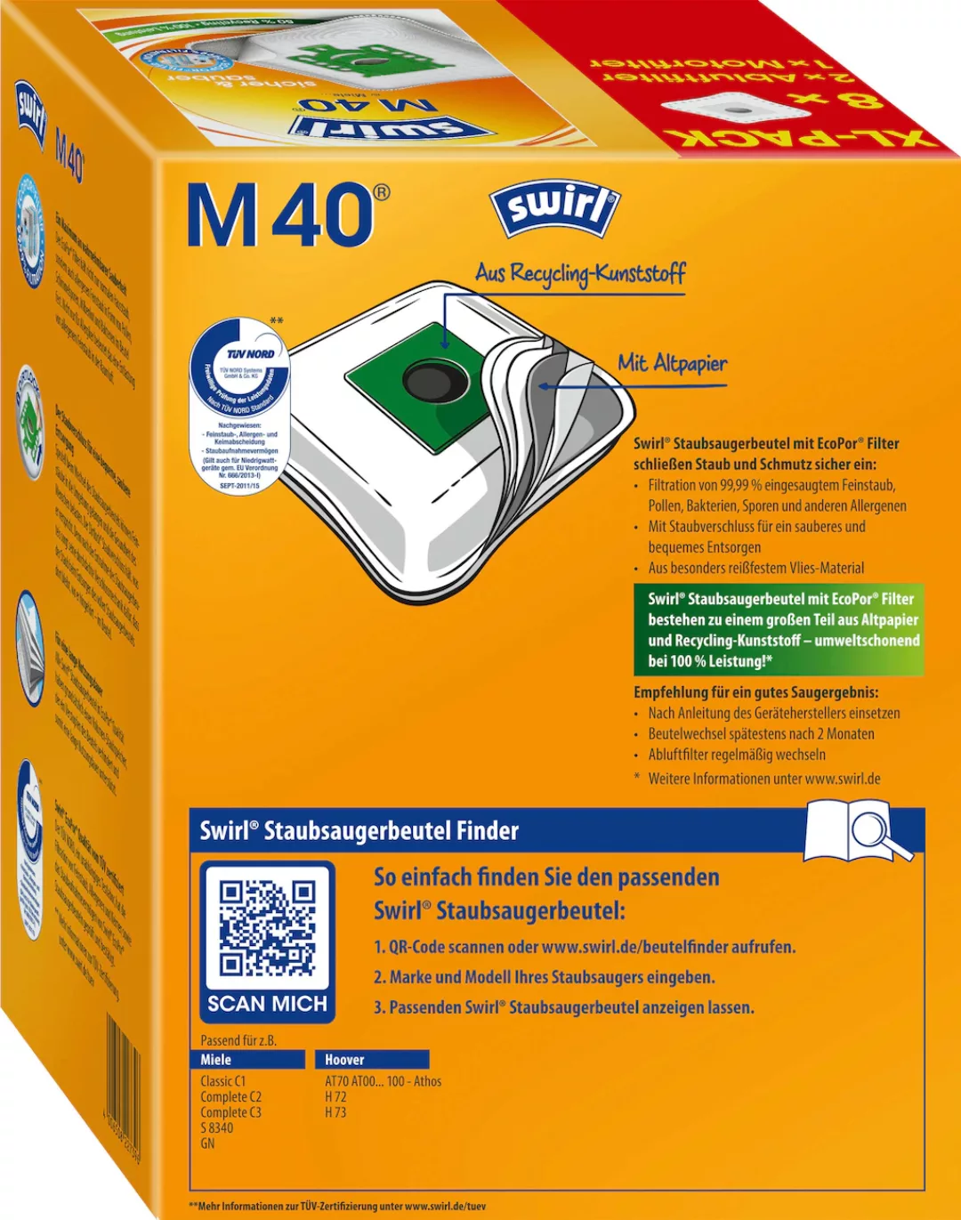Swirl Staubsaugerbeutel »Swirl® M 40 EcoPor® XL Vorteilspack«, (Packung, 11 günstig online kaufen