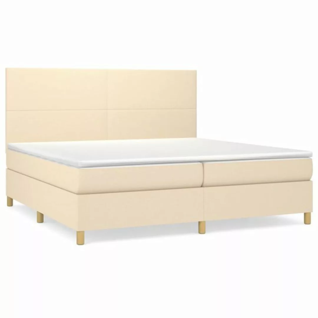 vidaXL Boxspringbett Boxspringbett mit Matratze Creme 200x200 cm Stoff Bett günstig online kaufen