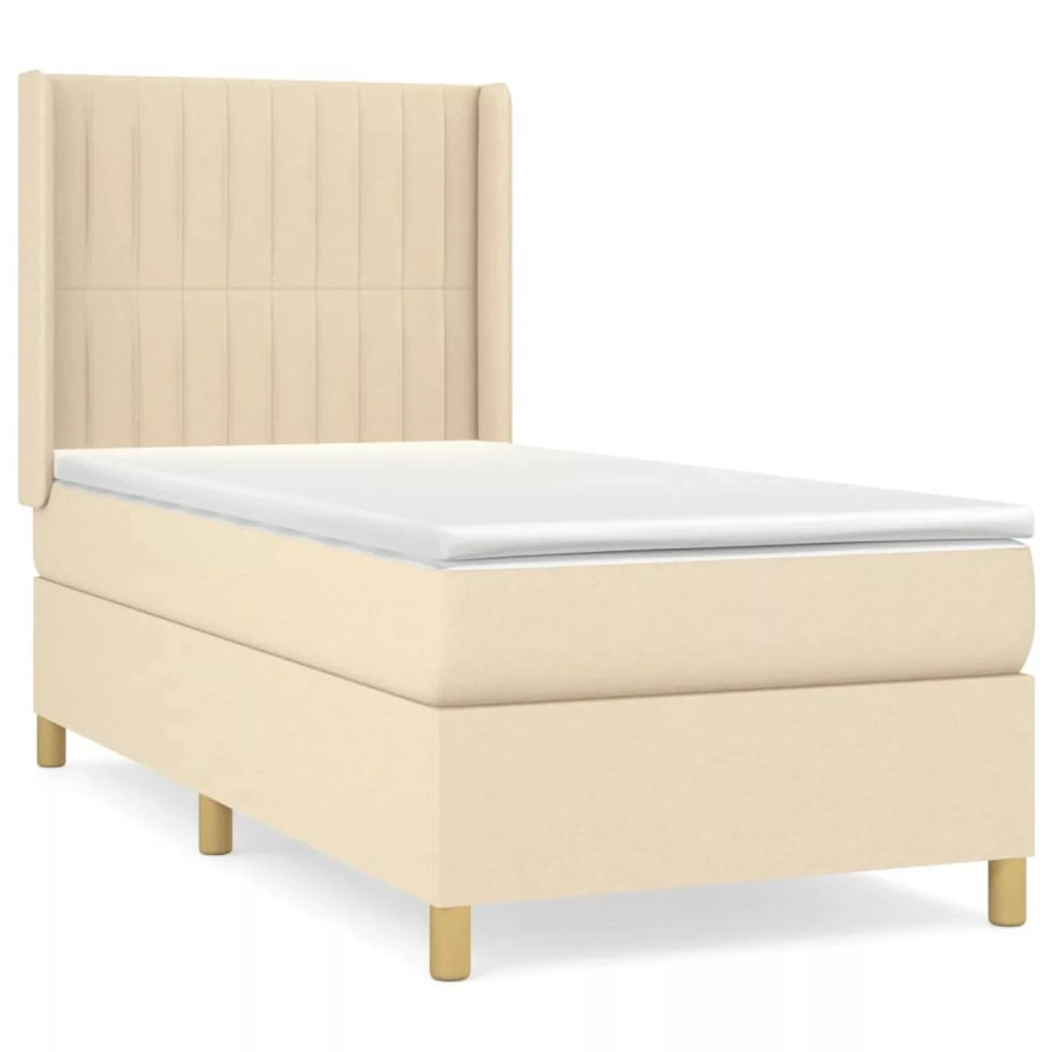 vidaXL Boxspringbett mit Matratze Creme 100x200 cm Stoff1395653 günstig online kaufen