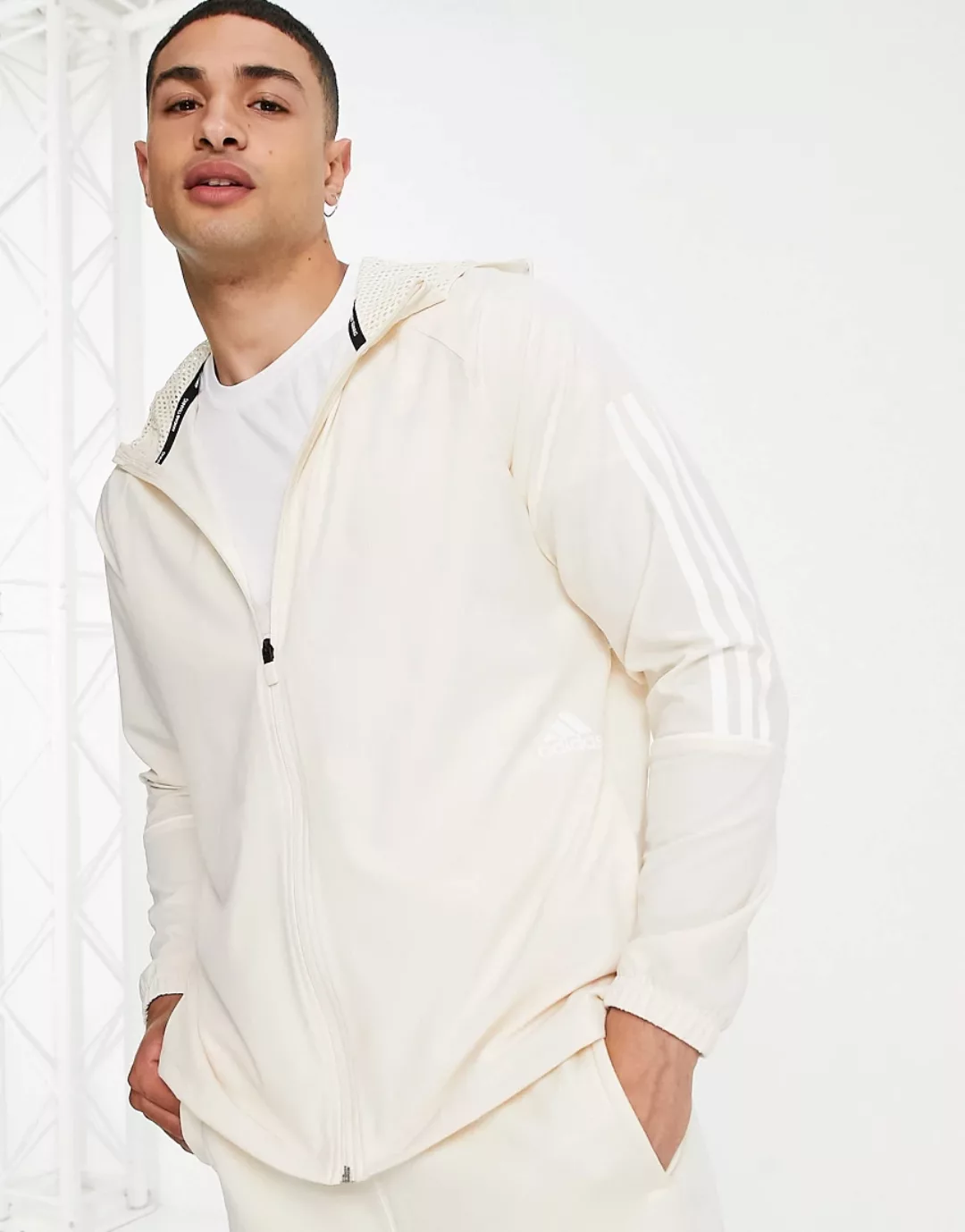 Adidas Player 3 Stripes Trainingsjacke M Wonder White günstig online kaufen