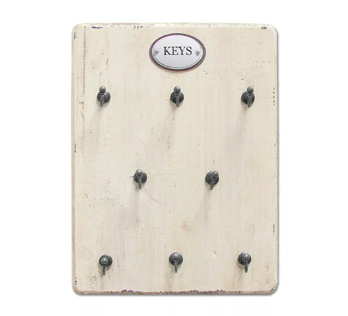 Schlüsselbrett Keys für 8 Schlüssel Holz Shabby Chic Antik-Stil Weiß günstig online kaufen