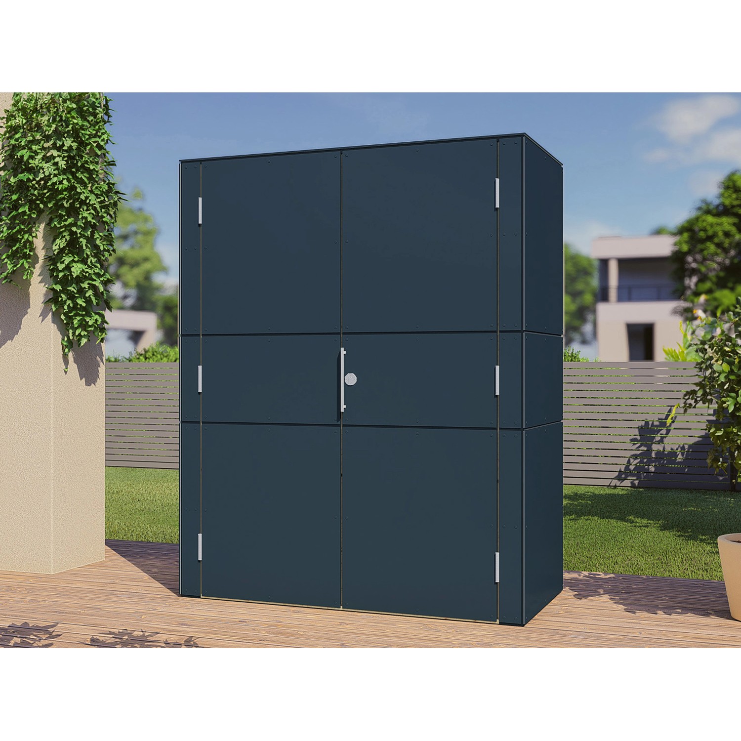 Bertilo Gartenschrank HPL Highboard 155 cm x 75 cm x 193 cm Anthrazit FSC® günstig online kaufen