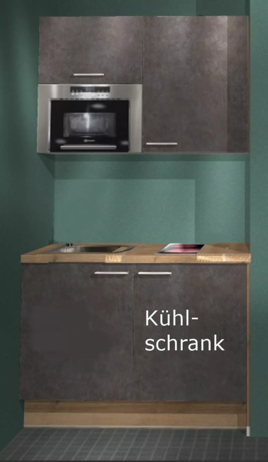 Einbauküche MANKAFUN ST1.2 Steel - Schränke montiert/ Küchenzeile 122 cm mi günstig online kaufen