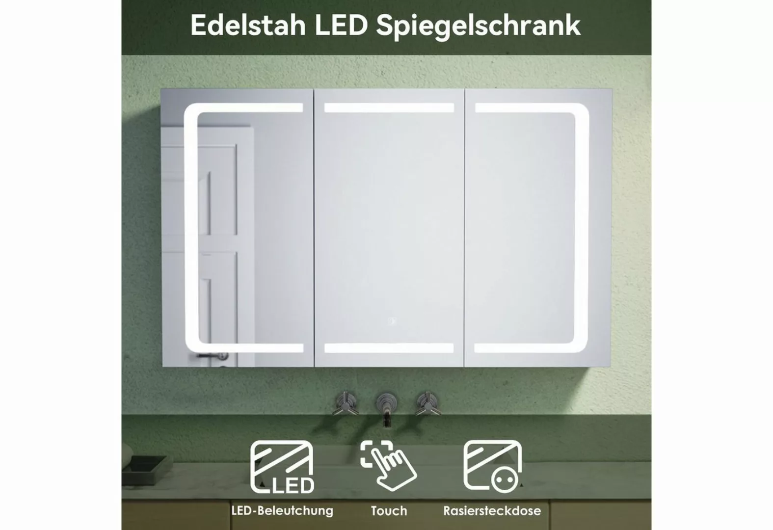 SONNI Spiegelschrank Bad spiegelschränke 3-türig mit LED Beleuchtung Edelst günstig online kaufen