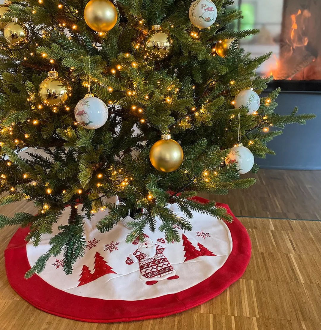 Weihnachtsbaumdecke Weihnachtsmann Weiß Rot Christbaum-Unterlage Ø 90cm günstig online kaufen
