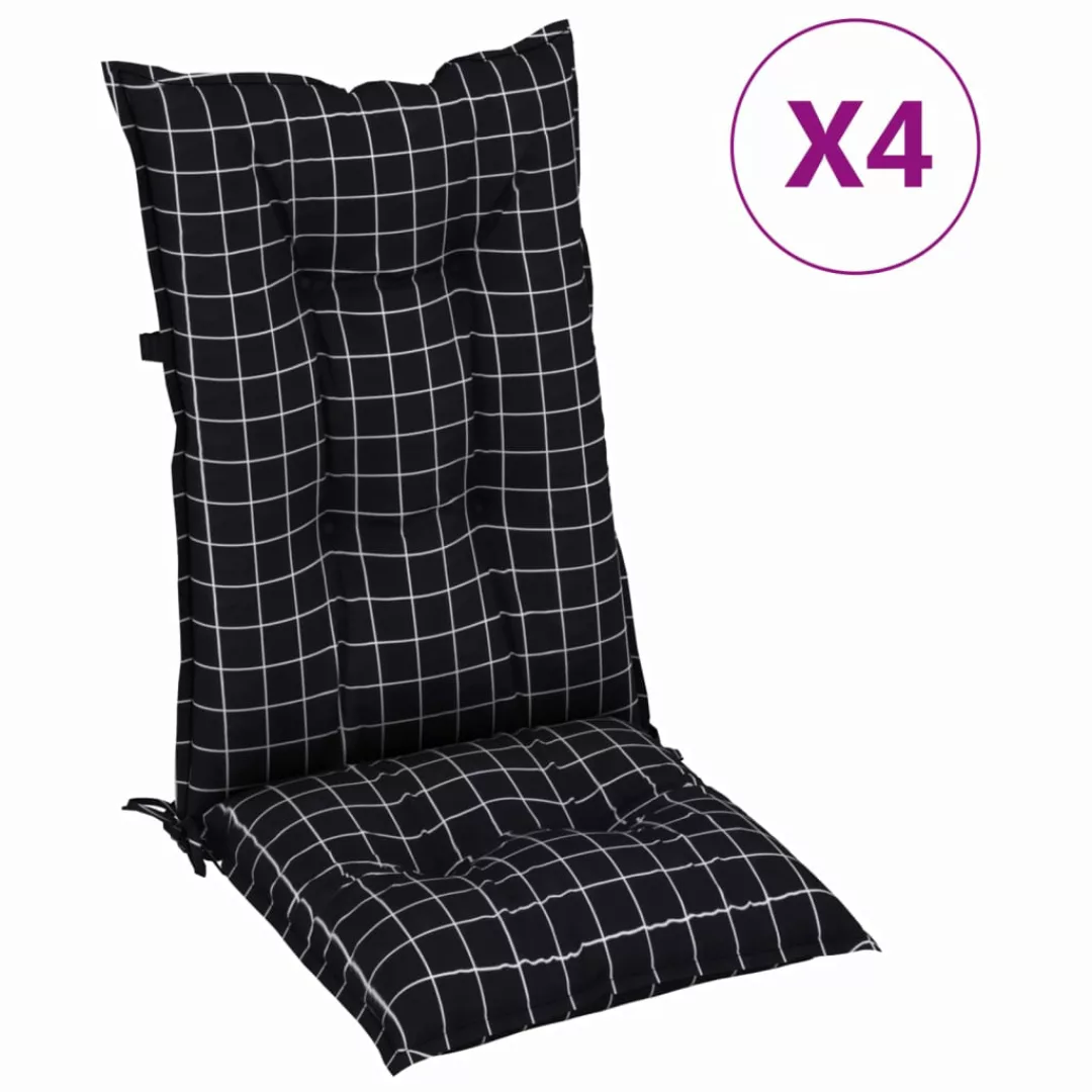 Vidaxl Stuhlauflagen 4 Stk. Schwarz Karomuster 120x50x7 Cm Stoff günstig online kaufen