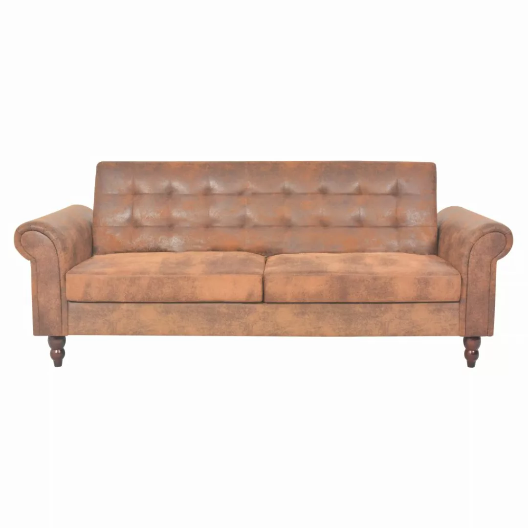 vidaXL Sofa Schlafsofa mit Armlehnen Kunstleder braun Schlafcouch Schlaffun günstig online kaufen