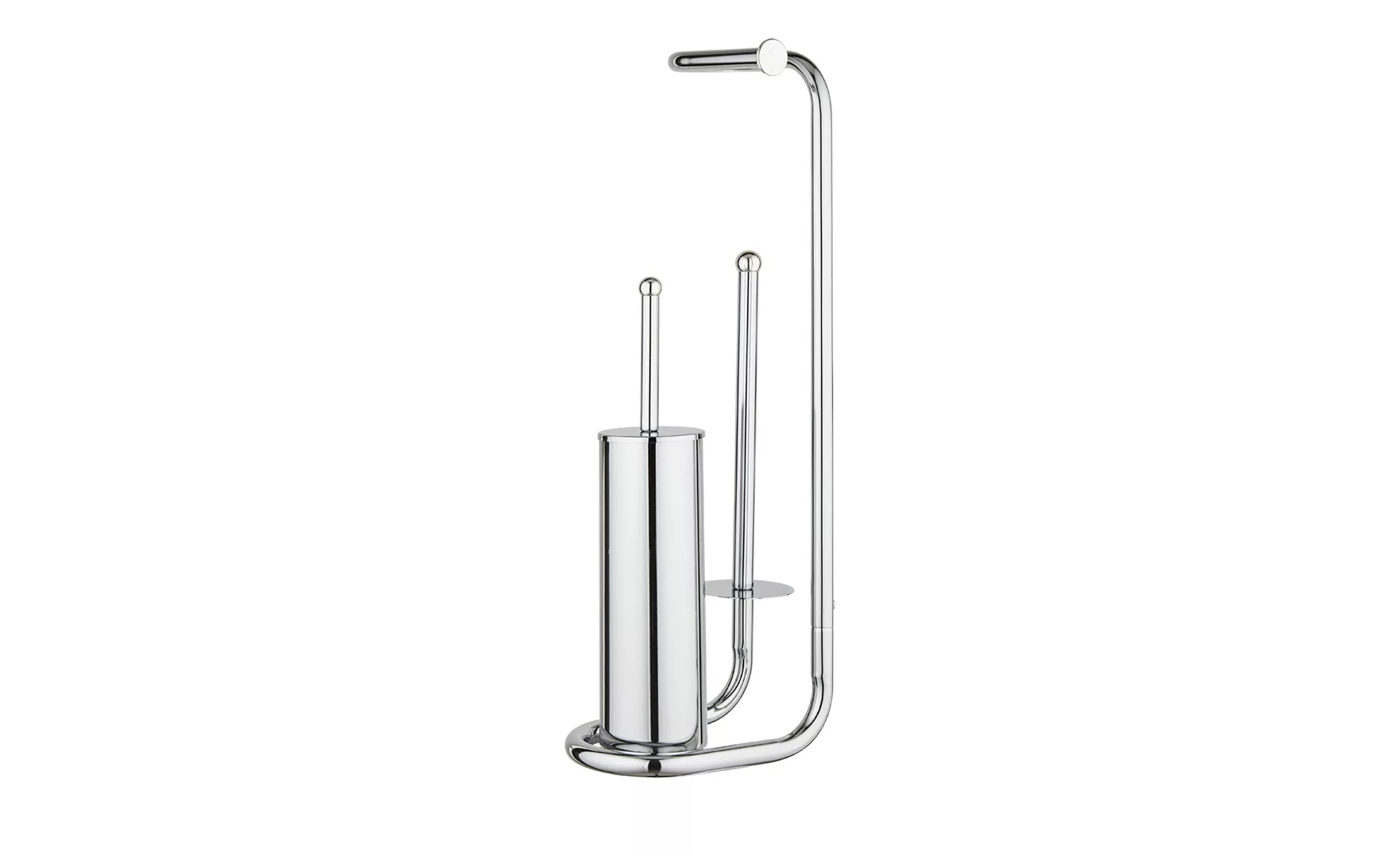 Stand WC Garnitur Chrom mit Ersatzrollenhalter - silber - Metall - 20 cm - günstig online kaufen