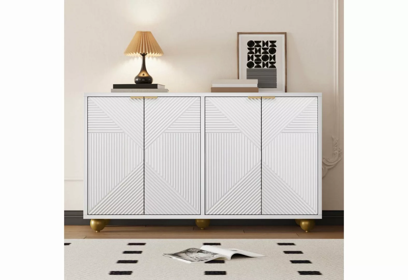 Furnishings Home Beistellschrank Sideboard Schließfach mit 4 Türen und 4 Ab günstig online kaufen