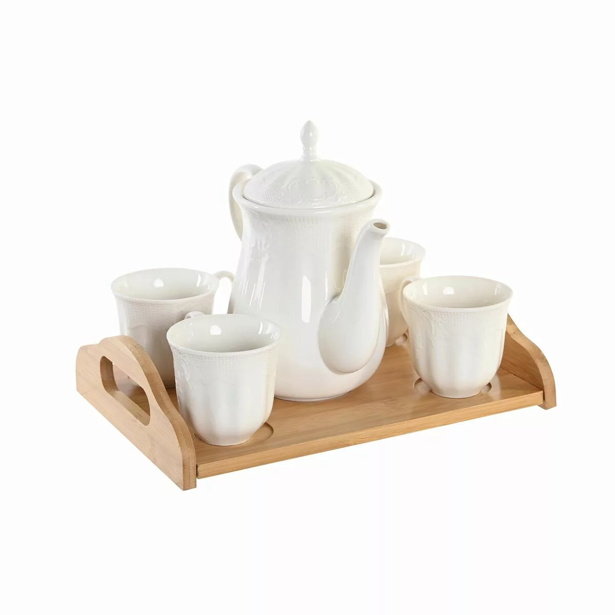 Satz Von Kaffeetassen Dkd Home Decor Natürlich Porzellan Weiß Bambus günstig online kaufen