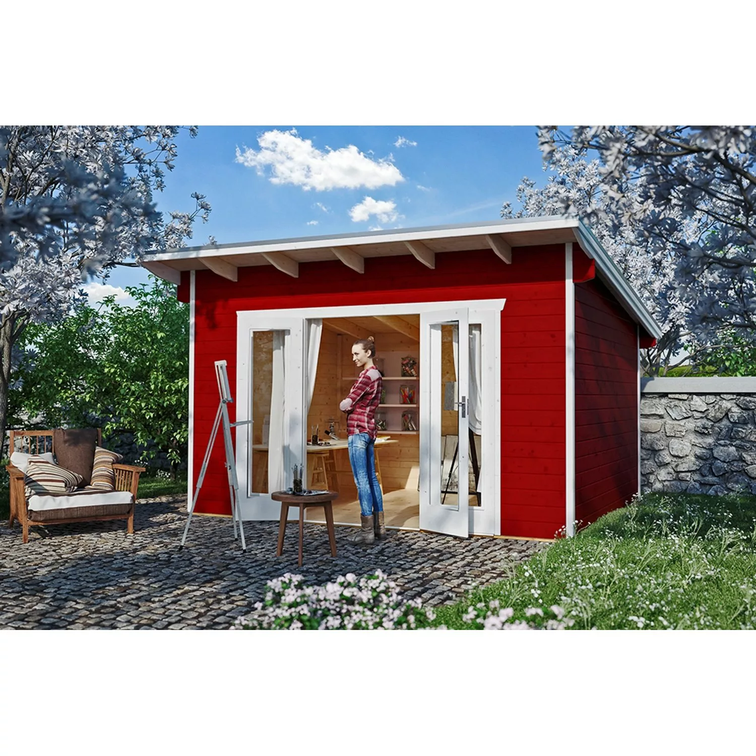 Skan Holz Holz-Gartenhaus Ostende 1 Schwedenrot 350 cm x 250 cm günstig online kaufen