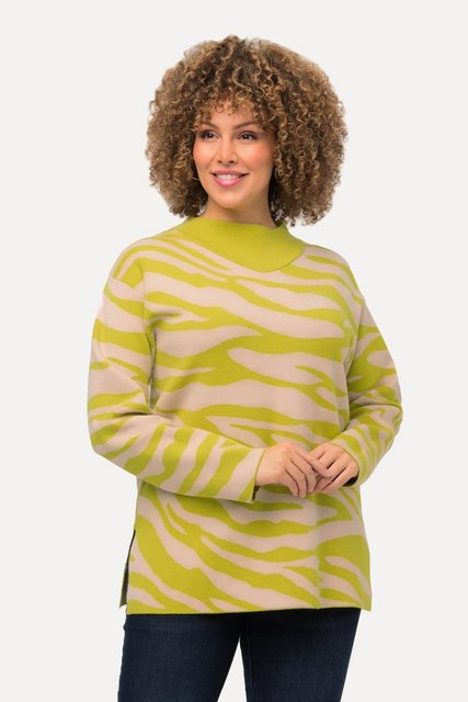 Ulla Popken Strickpullover Pullover Zebramuster Stehkragen Langarm günstig online kaufen