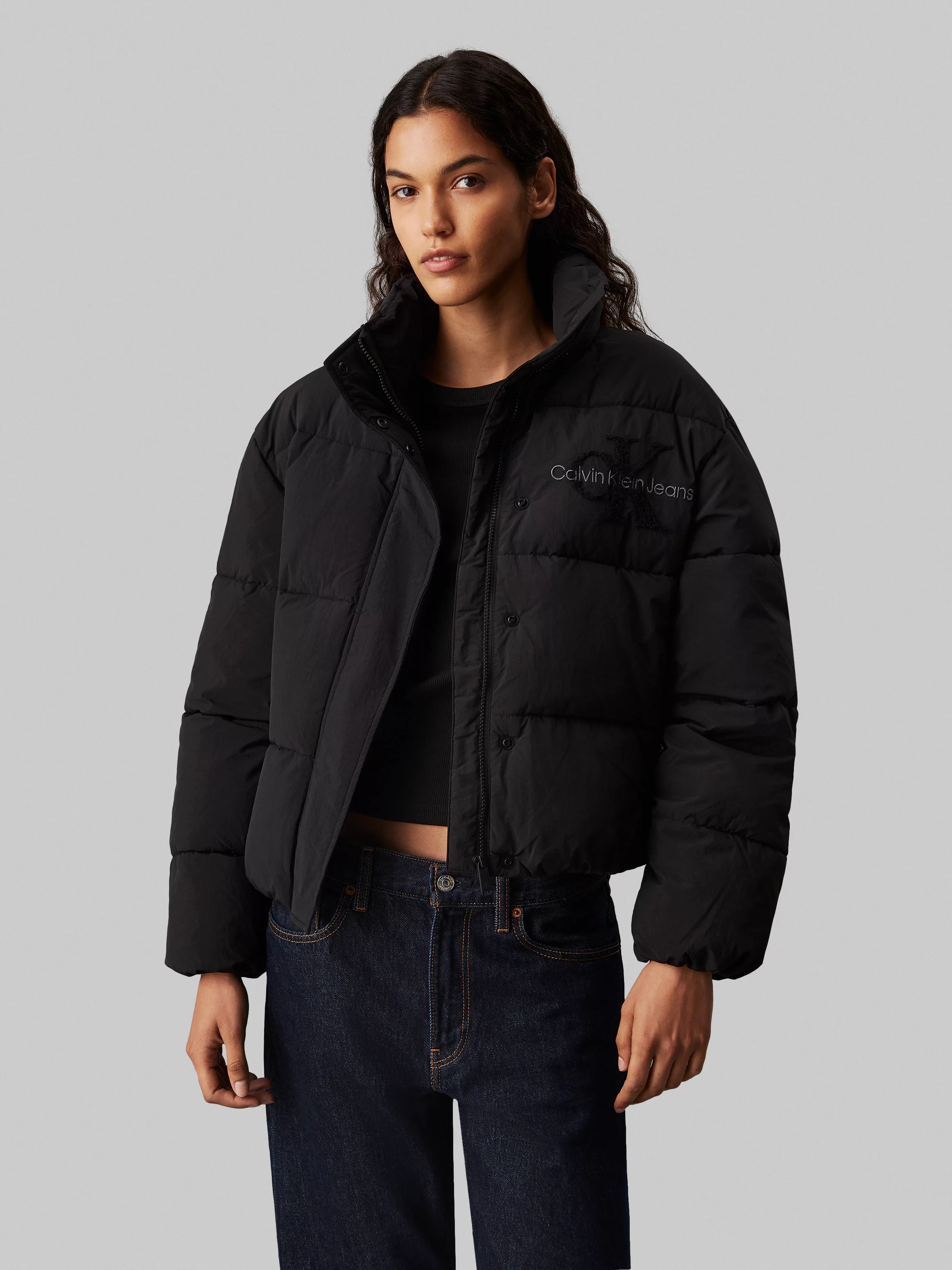 Calvin Klein Jeans Outdoorjacke "CHENILLE MONOLOGO PUFFER", mit Logosticker günstig online kaufen