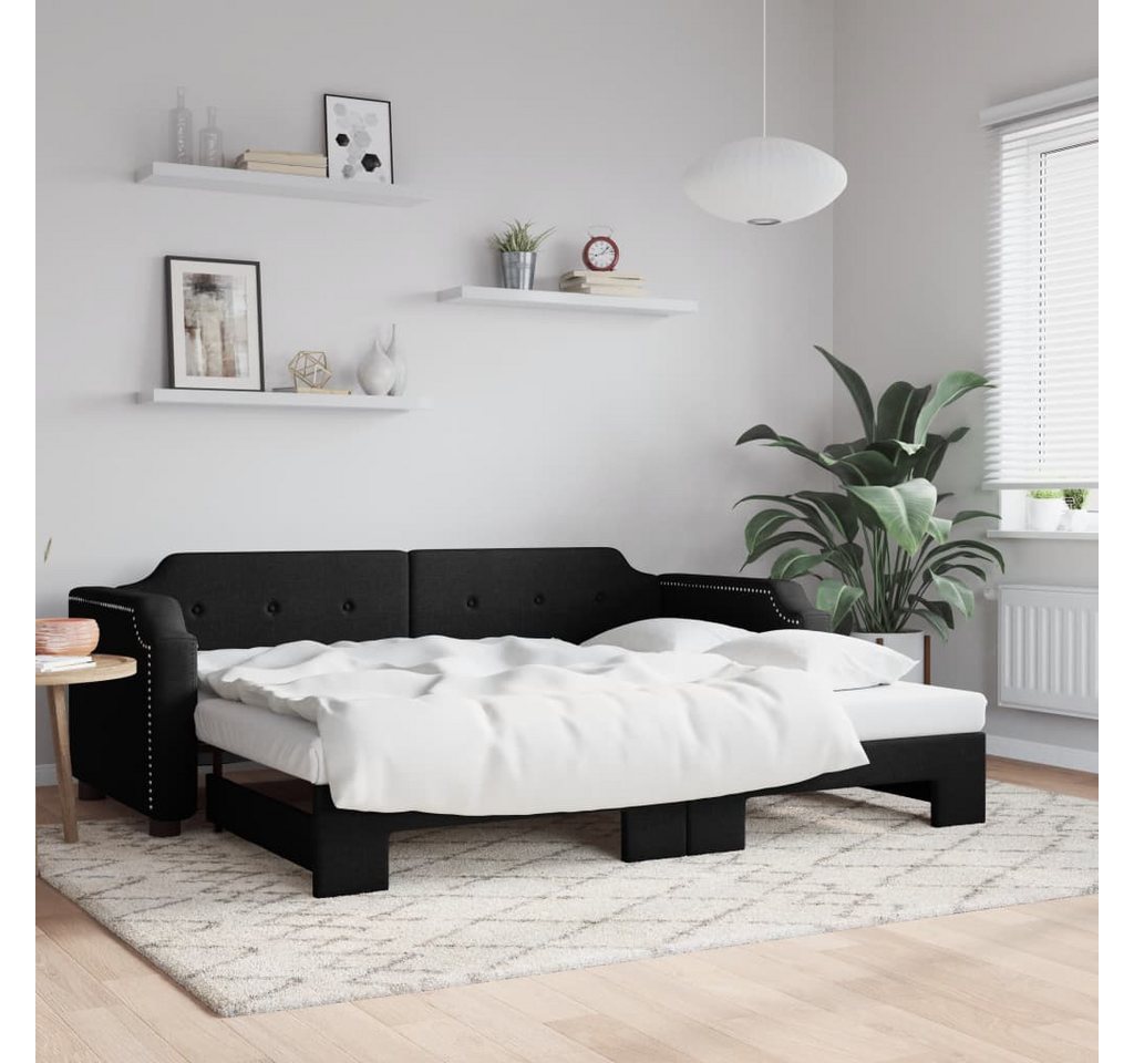 vidaXL Gästebett Gästebett Tagesbett Ausziehbar Schwarz 80x200 cm Stoff Bet günstig online kaufen