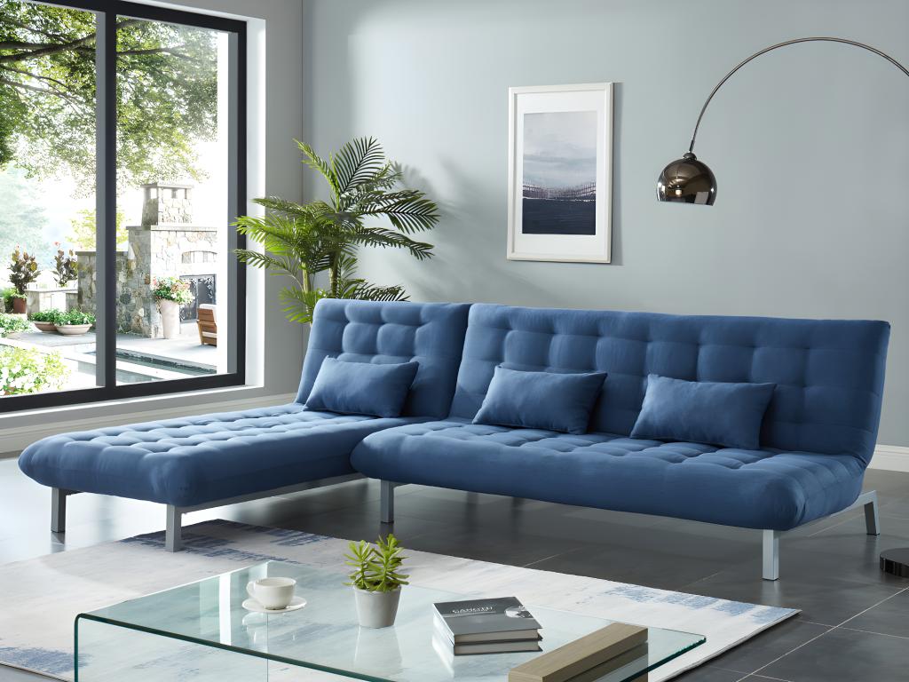 Schlafsofa Klappsofa modulierbar - Stoff - Blau - HORNET günstig online kaufen